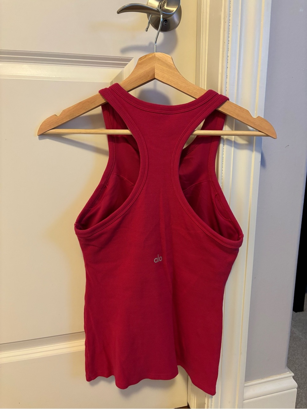 ALO Yoga Ribbed Racerback Tank Top in Raspberry - Picture 2 of 3